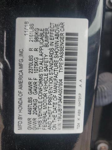 19UUB1F34KA007504 - 2019 ACURA TLX BLACK photo 12