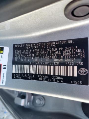 4T1DAACK7SU135128 - 2025 TOYOTA CAMRY XSE SILVER photo 12