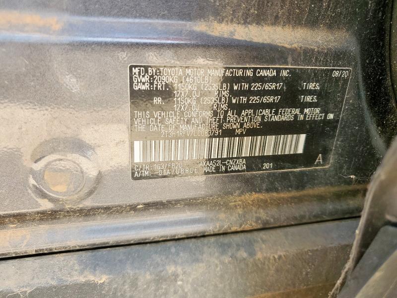 2T3H1RFV7LC083791 - 2020 TOYOTA RAV4 LE GRAY photo 12