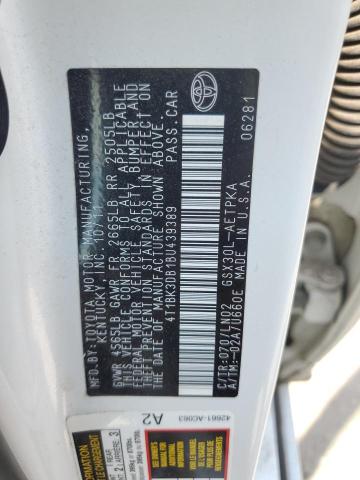 4T1BK3DB1BU439389 - 2011 TOYOTA AVALON BASE Білий фото 12