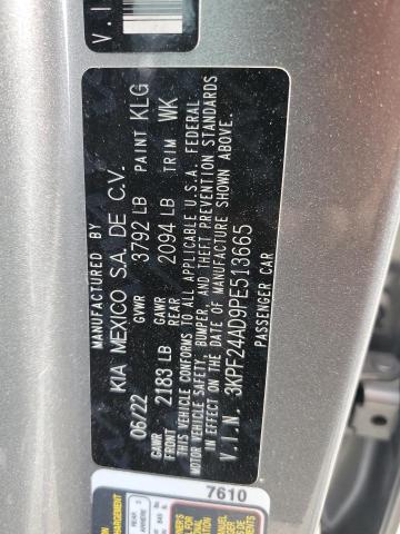 3KPF24AD9PE513665 - 2023 KIA FORTE LX GRAY photo 13