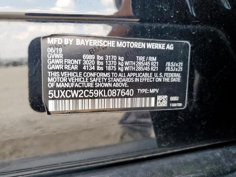 5UXCW2C59KL087640 - 2019 BMW X7 XDRIVE40I BLACK photo 12