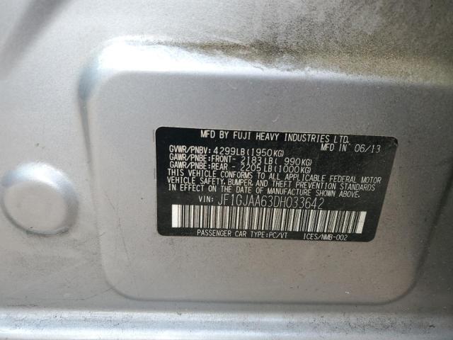 JF1GJAA63DH033642 - 2013 SUBARU IMPREZA SILVER photo 12