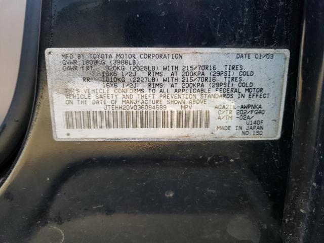 JTEHH20V036084689 - 2003 TOYOTA RAV4 BLACK photo 12