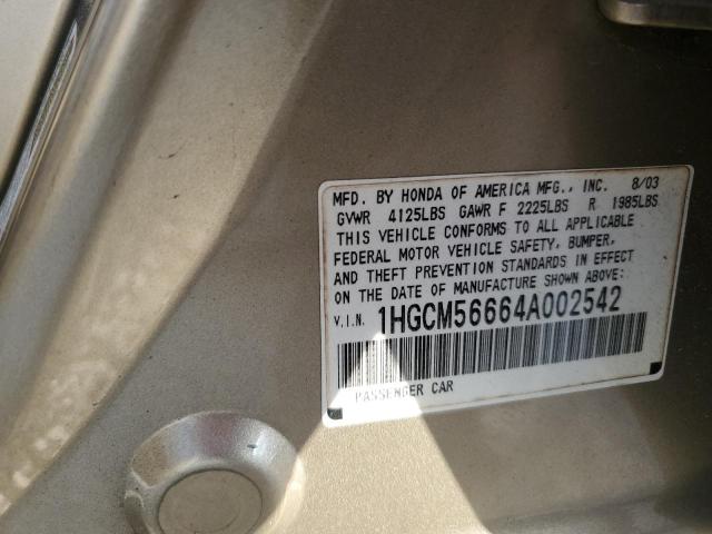 1HGCM56664A002542 - 2004 HONDA ACCORD EX GOLD photo 12