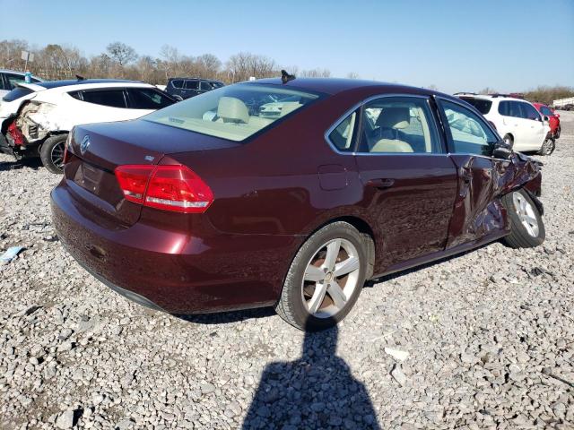 1VWBP7A39DC122766 - 2013 VOLKSWAGEN PASSAT SE BURGUNDY photo 3