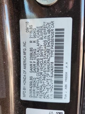 1HGCV1F18JA242018 - 2018 HONDA ACCORD LX შავი ფოტო 12