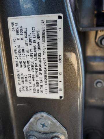 1HGCM56706A122297 - 2006 HONDA ACCORD EX GRAY photo 12