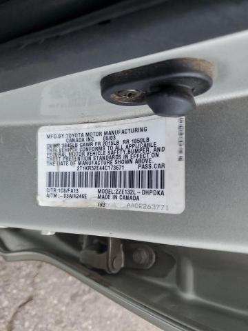 2T1KR32E44C173671 - 2004 TOYOTA COROLLA MA XR SILVER photo 12