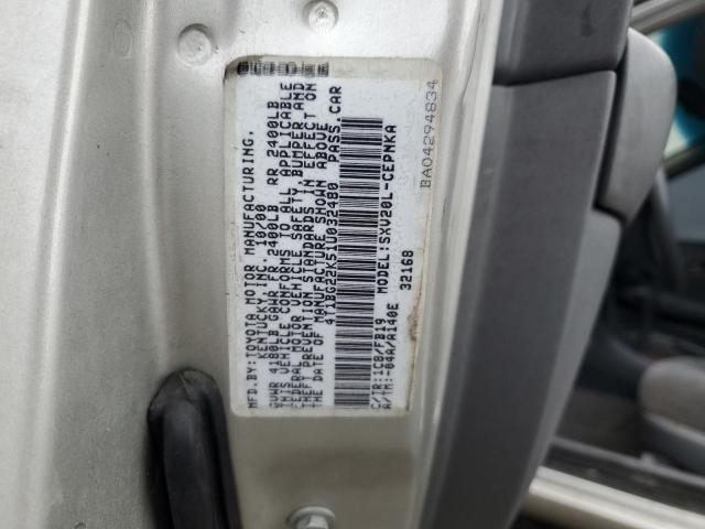 4T1BG22K51U032480 - 2001 TOYOTA CAMRY CE SILVER photo 12