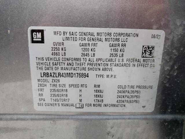 LRBAZLR43MD176894 - 2021 BUICK ENVISION PREFERRED GRAY photo 13