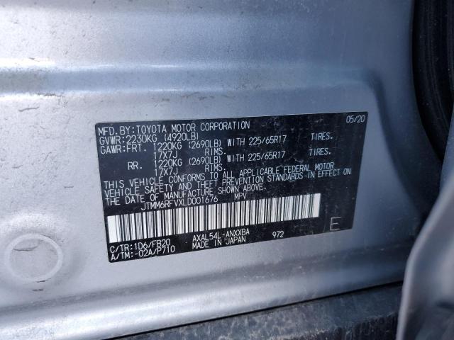 JTMM6RFVXLD001676 - 2020 TOYOTA RAV4 LE SILVER photo 12