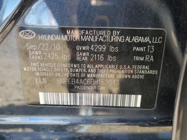 5NPEB4AC6BH162043 - 2011 HYUNDAI SONATA GLS GRAY photo 12