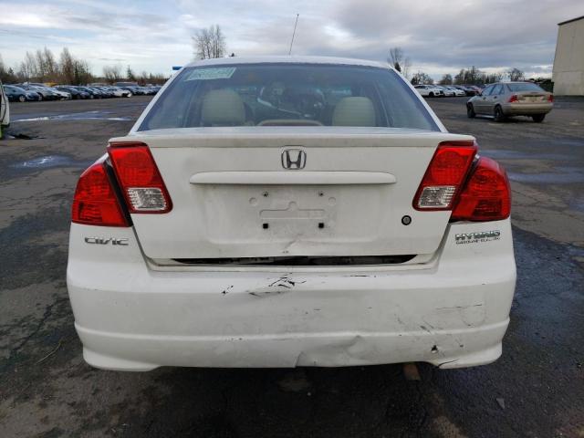 JHMES96635S019684 - 2005 HONDA CIVIC HYBRID WHITE photo 6