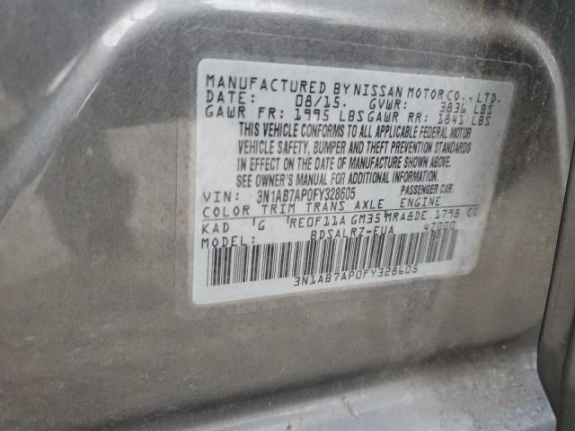 3N1AB7AP0FY328605 - 2015 NISSAN SENTRA S GRAY photo 13