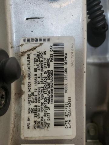 1NXBR30E86Z662353 - 2006 TOYOTA COROLLA CE SILVER photo 12