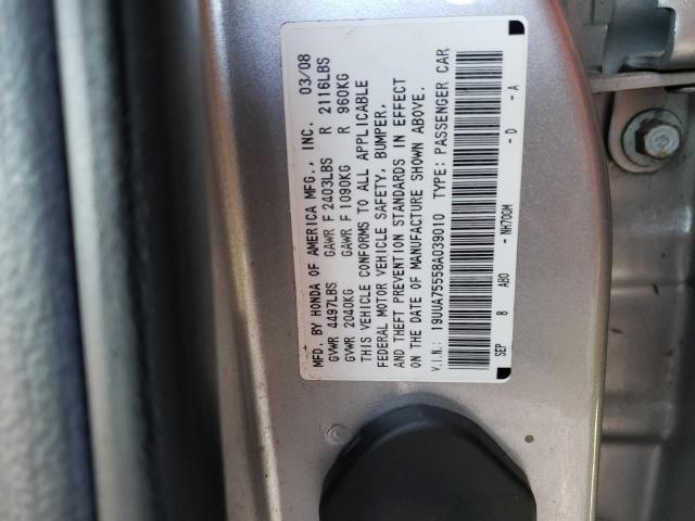 19UUA75558A039010 - 2008 ACURA TL TYPE S SILVER photo 12