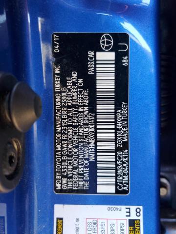 NMTKHMBX9JR014172 - 2018 TOYOTA C-HR XLE Կապույտ լուսանկար 12