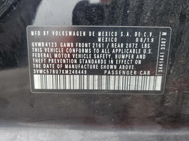 3VWC57BU7KM246449 - 2019 VOLKSWAGEN JETTA S შავი ფოტო 13