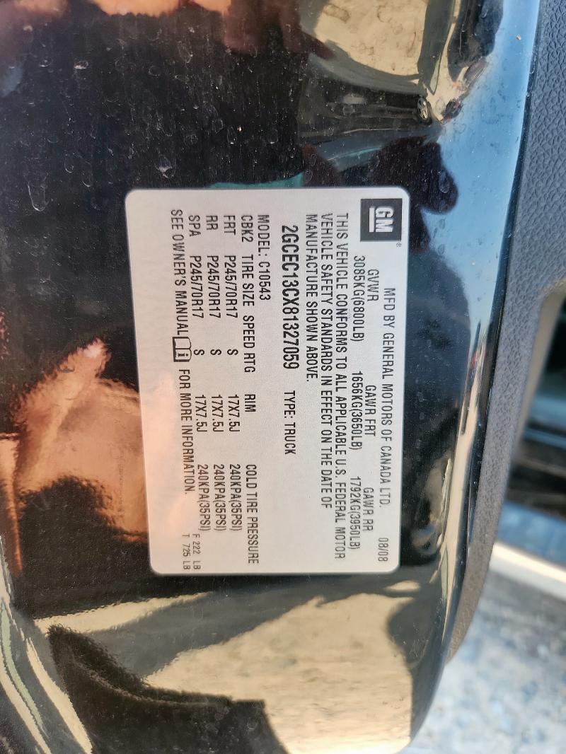 2GCEC13CX81327059 - 2008 CHEVROLET SILVERADO C1500 BLACK photo 12