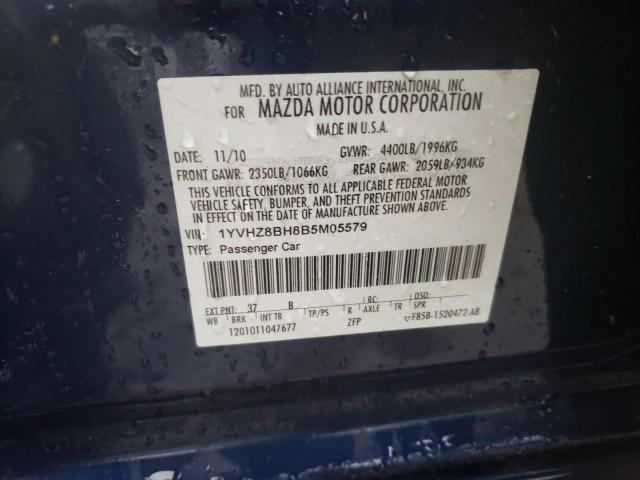 1YVHZ8BH8B5M05579 - 2011 MAZDA 6 I BLUE photo 12