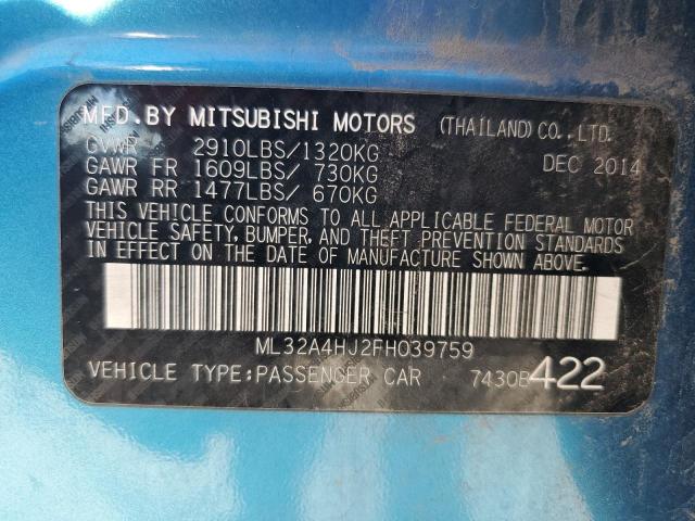 ML32A4HJ2FH039759 - 2015 MITSUBISHI MIRAGE ES BLUE photo 13