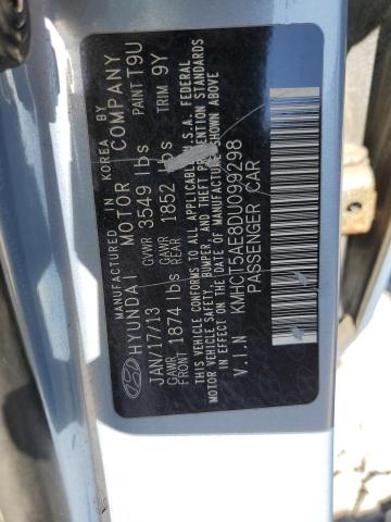 KMHCT5AE8DU099298 - 2013 HYUNDAI ACCENT GLS ლურჯი ფოტო 12