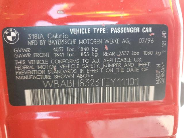 WBABH8323TEY11101 - 1996 BMW 318 IC AUTOMATIC RED photo 13