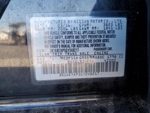 3N1AB7AP5GY248217 - 2016 NISSAN SENTRA S 黑色 照片 12