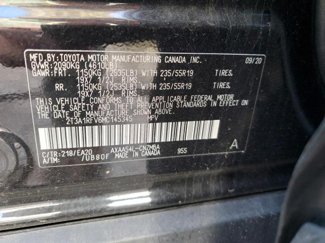 2T3A1RFV6MC145345 - 2021 TOYOTA RAV4 XLE PREMIUM BLACK photo 13