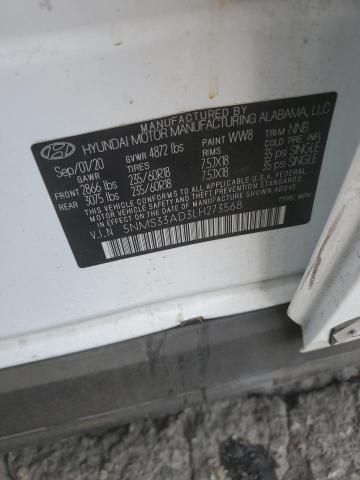 5NMS33AD3LH273568 - 2020 HYUNDAI SANTA FE SEL WHITE photo 14