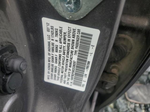 19XFB2F58CE336297 - 2012 HONDA CIVIC LX GRAY photo 12