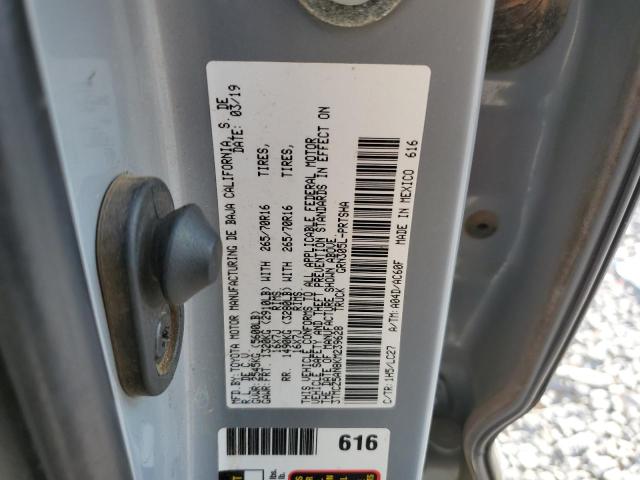 3TMCZ5AN8KM239628 - 2019 TOYOTA TACOMA DOUBLE CAB GRAY photo 12