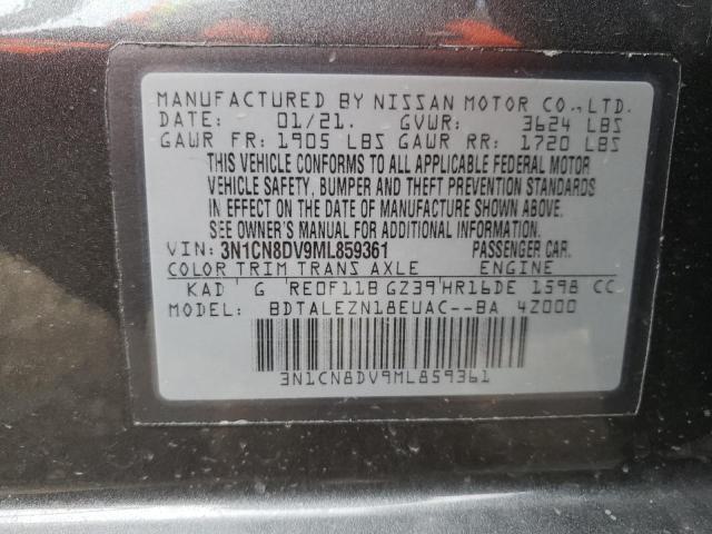 3N1CN8DV9ML859361 - 2021 NISSAN VERSA S GRAY photo 13