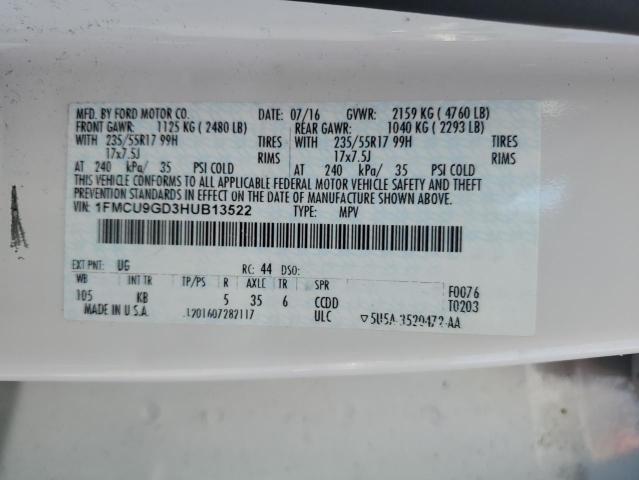 1FMCU9GD3HUB13522 - 2017 FORD ESCAPE SE Ақ фото 13