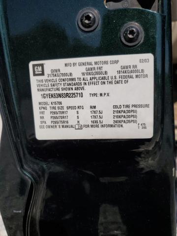 1GYEK63N83R225710 - 2003 CADILLAC ESCALADE LUXURY მწვანე ფოტო 14