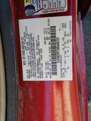 3LNHM28T58R608332 - 2008 LINCOLN MKZ MAROON photo 13