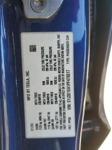 5YJ3E1EA1PF476517 - 2023 TESLA MODEL 3 蓝色 照片 13