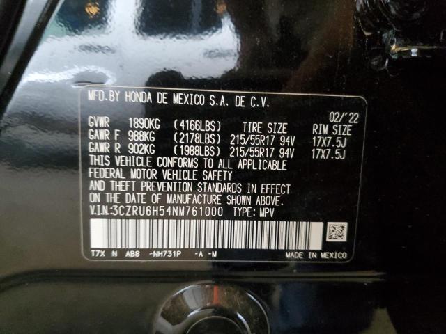 3CZRU6H54NM761000 - 2022 HONDA HR-V EX BLACK photo 13
