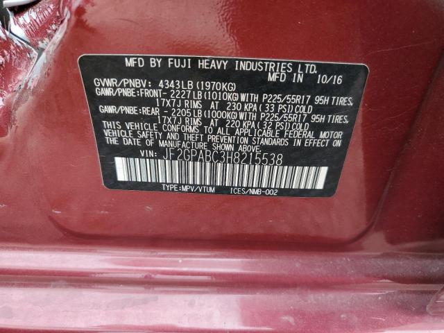 JF2GPABC3H8215538 - 2017 SUBARU CROSSTREK PREMIUM RED photo 12