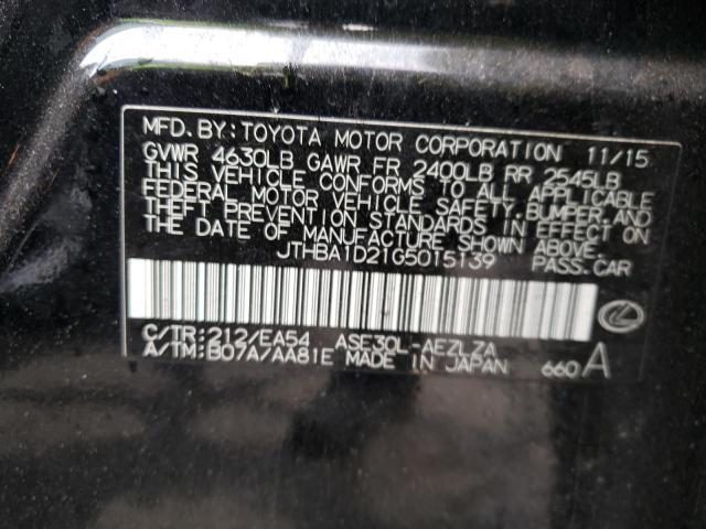 JTHBA1D21G5015139 - 2016 LEXUS IS 200T BLACK photo 12