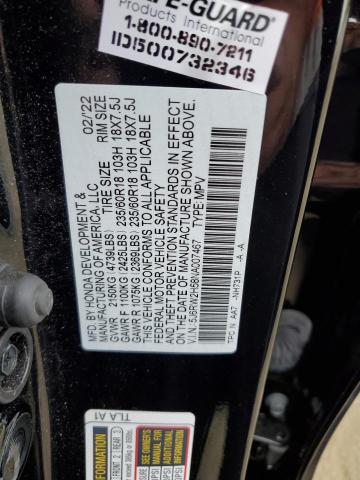 5J6RW2H58NA007467 - 2022 HONDA CR-V EX BLACK photo 13