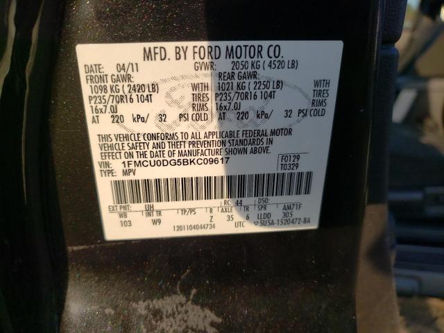 1FMCU0DG5BKC09617 - 2011 FORD ESCAPE XLT أسود صورة 13