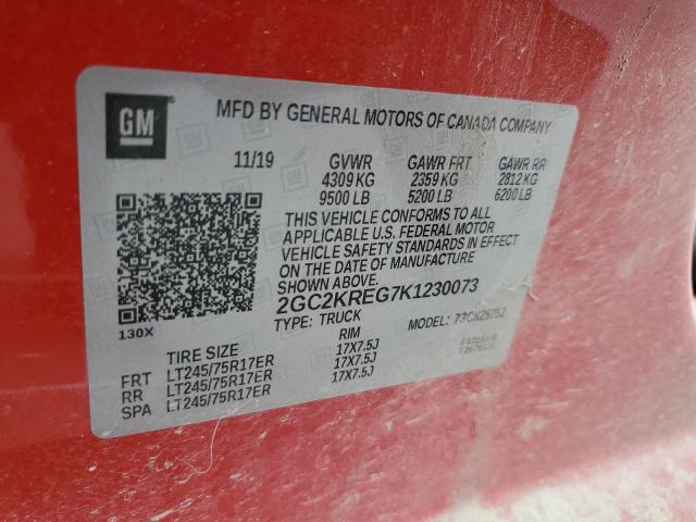 2GC2KREG7K1230073 - 2019 CHEVROLET SILVERADO K2500 HEAVY DUTY RED photo 12