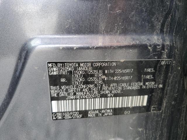 JTMRFREVXHD209152 - 2017 TOYOTA RAV4 XLE GRAY photo 13