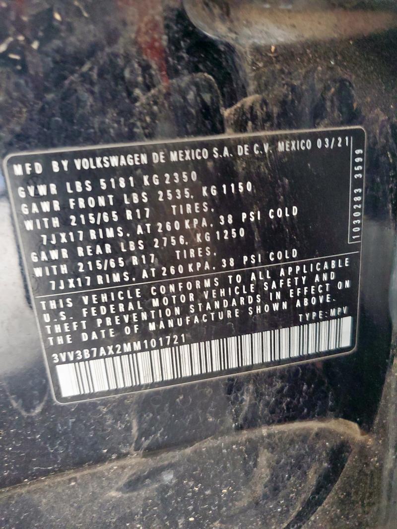 3VV3B7AX2MM101721 - 2021 VOLKSWAGEN TIGUAN SE Schwarz Foto 13