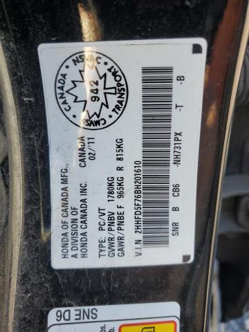 2HHFD5F76BH201610 - 2011 ACURA CSX TECHNOLOGY BLACK photo 13