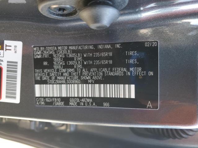 5TDCZRAH8LS008960 - 2020 TOYOTA HIGHLANDER L ნაცრისფერი ფოტო 13