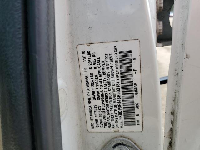 5KBCP3F84BB003187 - 2011 HONDA ACCORD EXL WHITE photo 12