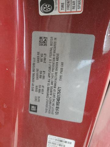 1G1FB1RS4G0176471 - 2016 CHEVROLET CAMARO LT 红色 照片 12